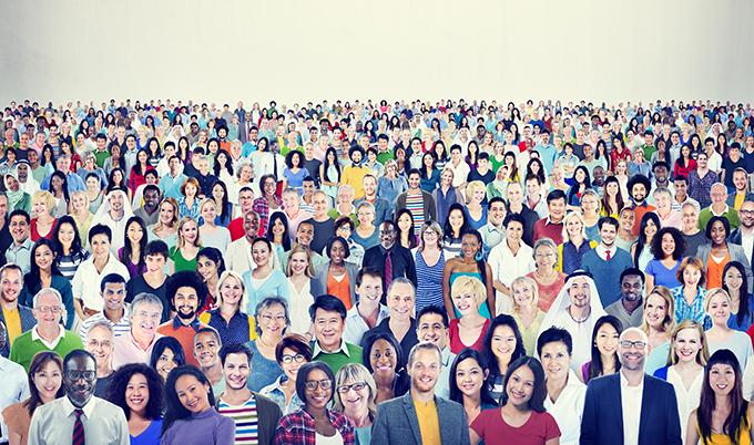 Large Group Of Diverse Multiethnic Cheerful People Concept