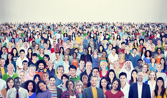 Large Group Of Diverse Multiethnic Cheerful People Concept